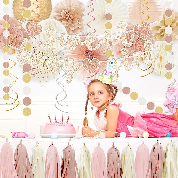 Champagne Gold Beige Fall Boho Baby Shower Party Decorations Sweet