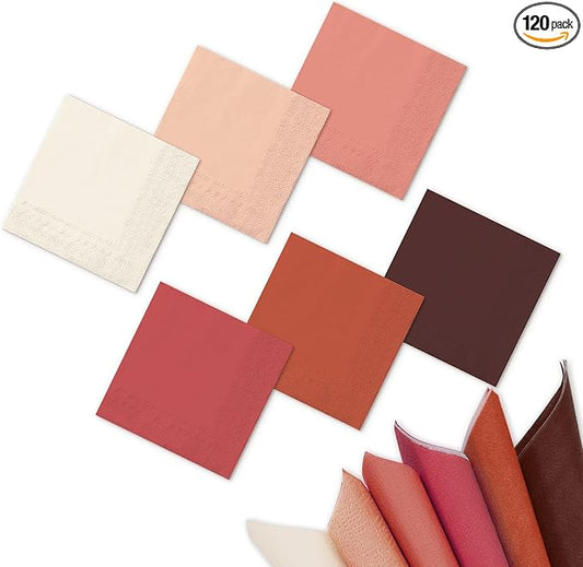 Whaline 120 Sheet Fall Rust Color Cocktail Napkin 6 Colors Gradient