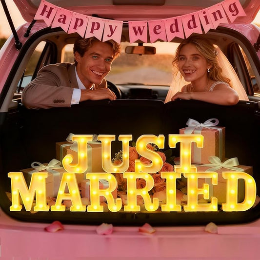 11 Pcs Just Married Large LED Letter Sign Just Married Sign LED
