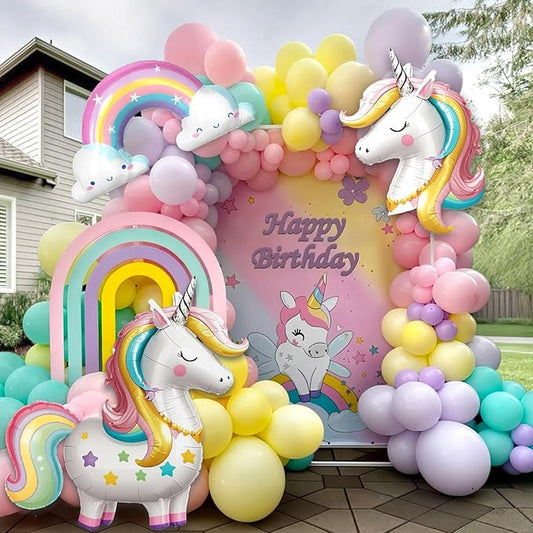 Pastel Unicorn Balloons Garland Arch Kit with Large Self designed
