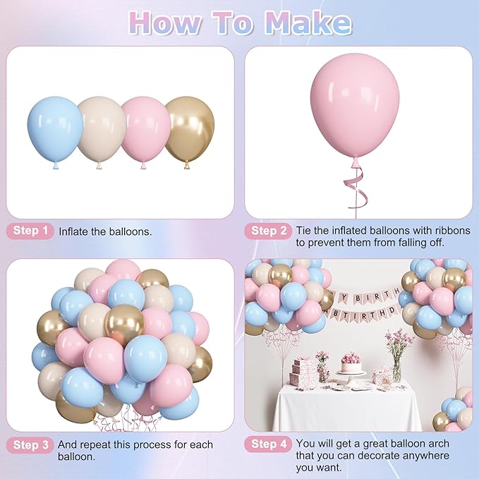 Life 71pcs Gender Reveal Balloons Set 12 inch Pastel Pink Blue
