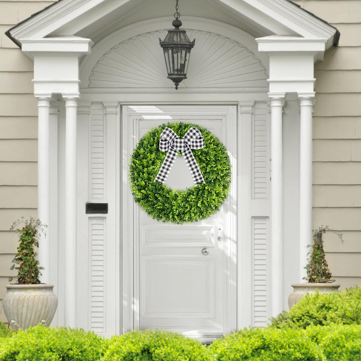 Vlorart 28" Faux Round Boxwood Wreath, Artificial Large Boxwood Wreath