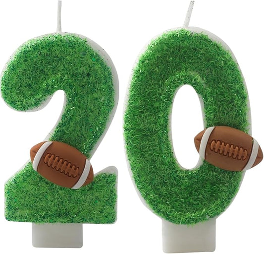 Football Candles 20,20 Candles for Birthday Cake Boy,Number 20