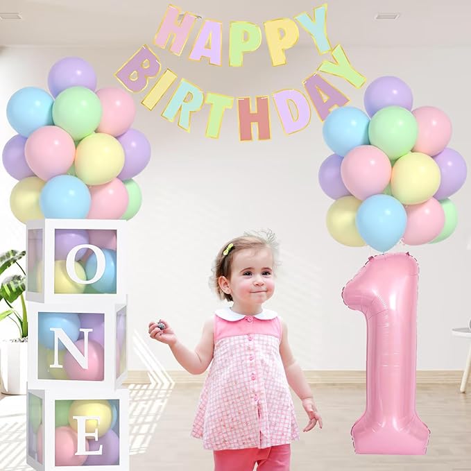 First Birthday Decorations For Girl 40 Inch Pink 1 Number Pastel