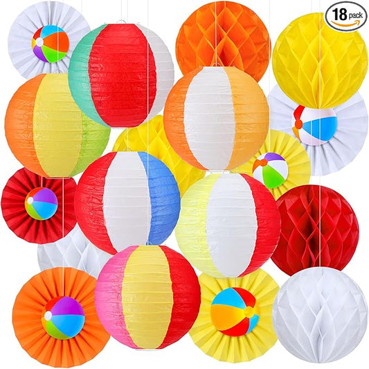 18 Pcs Summer Beach Theme Party Decorations Beach Ball Paper