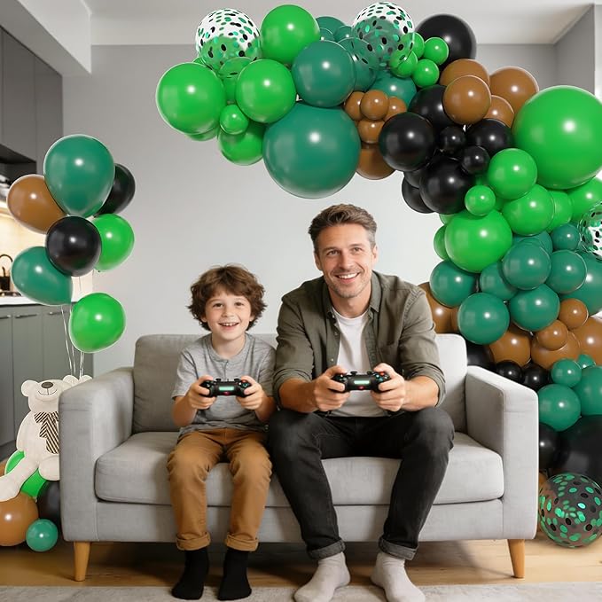 Amandir 153pcs Green and Brown Balloon Garland Arch Kit, Different