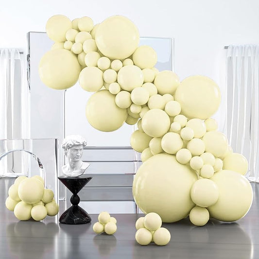 PartyWoo Pastel Yellow Balloons 100 pcs Different Sizes of 36 18 12