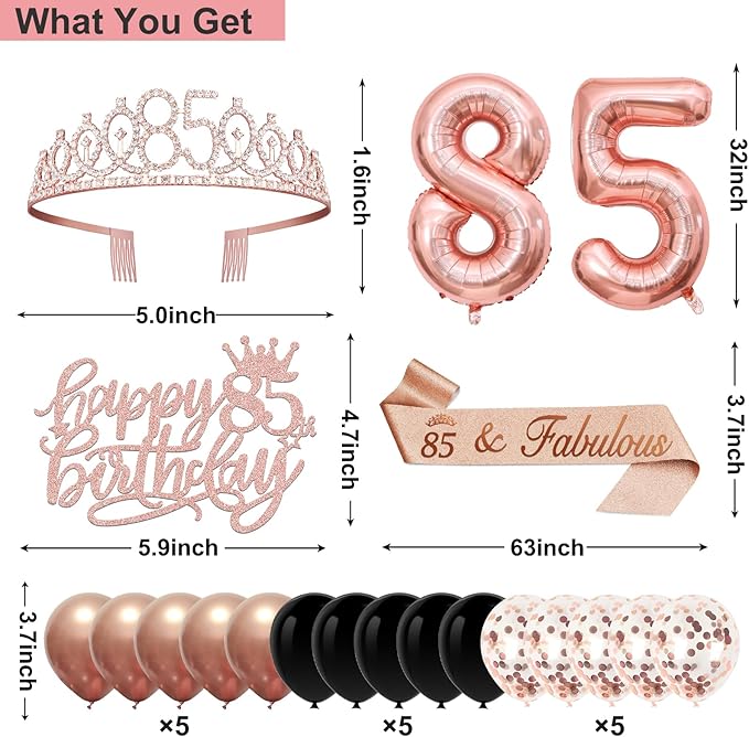 85th Birthday Decorations for Women 32PCS 85th Birthday Party
