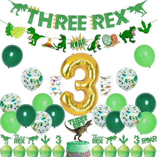 Three Rex Birthday Party Decoration Boy Dinosaur 3rd Birthday
