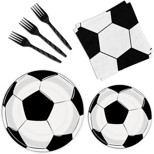 96 Pcs Soccer Plates and Napkins Soccer Party Supplies for Birthday