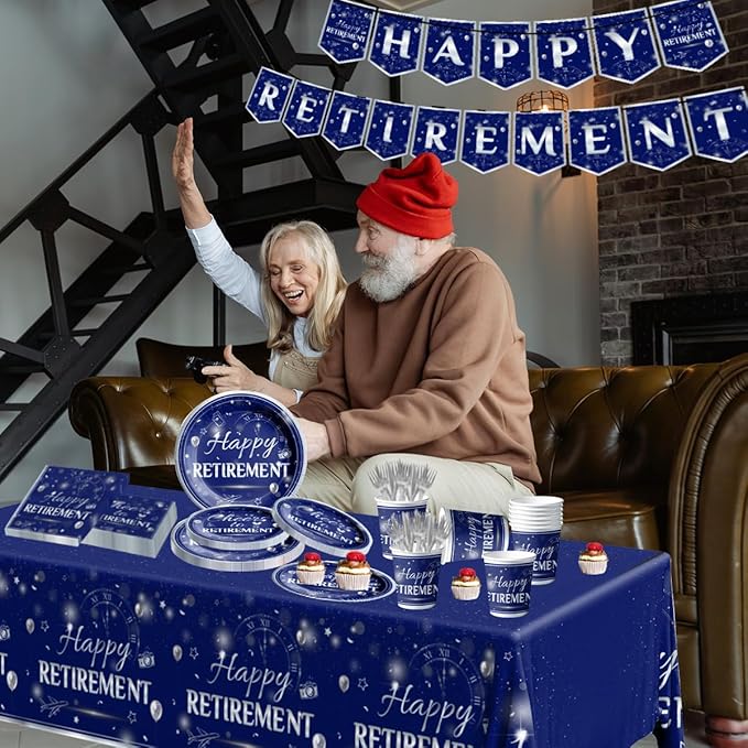 142Pcs Retirement Tableware Party Decorations Happy Retirement