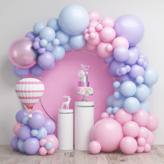 Pink Blue Balloon Arch Kit with Macaron Purple, Blue & Purple Party