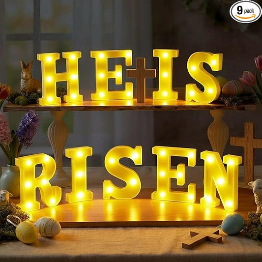 He is Risen Large LED Lights Easter Decorations for Bedroom Living
