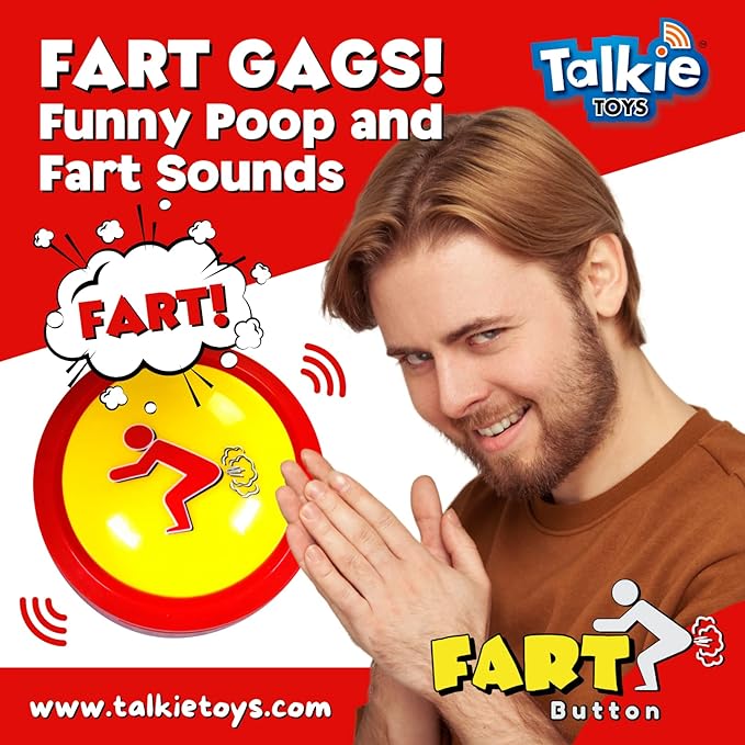 Talkie Toys Products Fart Button - Lights Up and Plays 20 Funny Fart