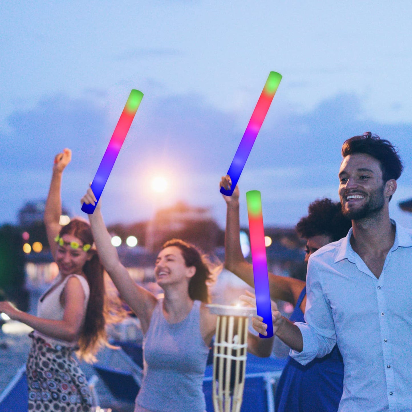 Light Up Glow Sticks Bulk, LED Foam Sticks in The Dark