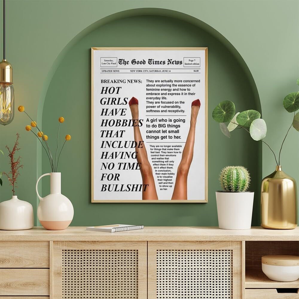 Retro Trendy Newspapers Wall art Decor Bar Cart Feminist Wall Art New