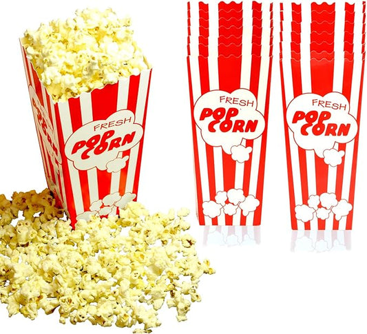 15 Movie Night Popcorn Paper Boxes Buckets 7.75 Inches Tall Large &