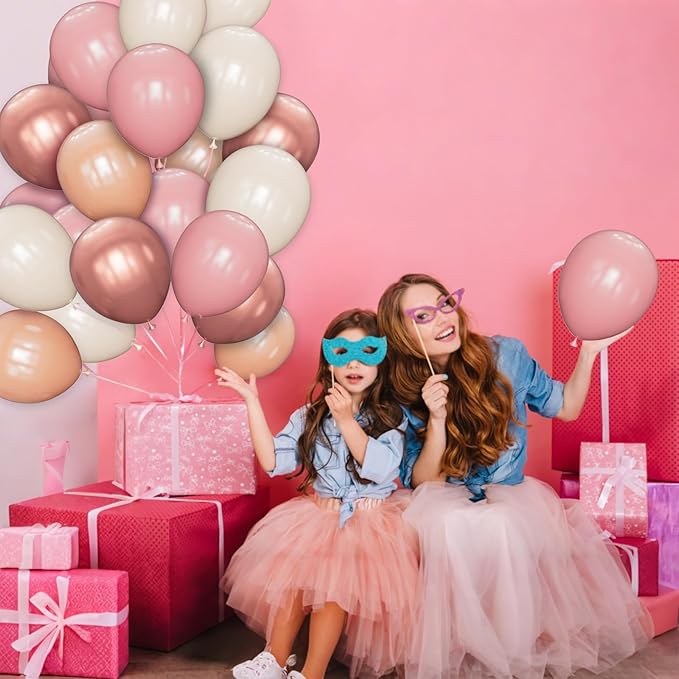 68 Pcs Retro Pink Nude Party Balloons 12Inch Dusty Pink Metallic Rose