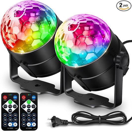 NEQUARE Disco Ball DJ Party Lights Sound Activated with Remote