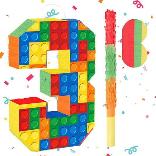 Building Blocks 3rd Birthday Party Decorations Number 3 Pinata with