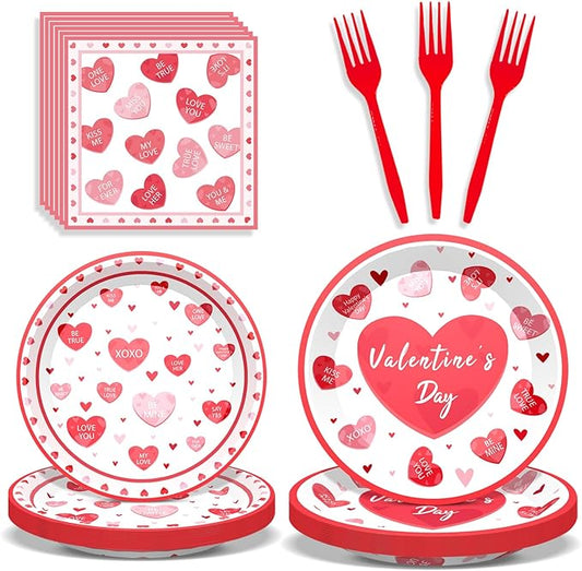 Valentine's Day Plates and Napkins Red Pink XOXO Party Decorations