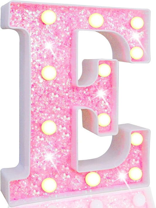 LED Marquee Letter Lights, Light Up Pink Letters Glitter