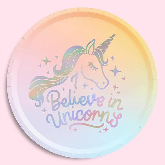 Xo Fetti Unicorn Paper Plates 24 pk 9 Unicorn Birthday Party