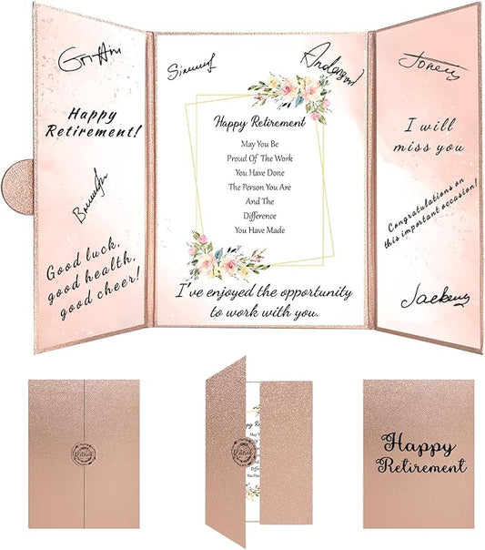 Retirement Rose Gold Guest Book Alternative Decorations for Women