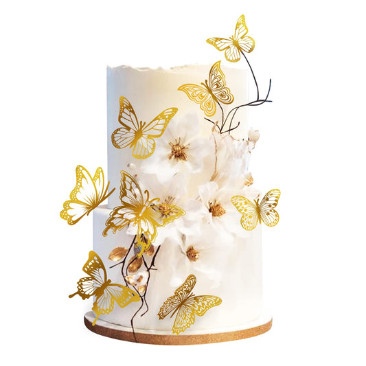 Ercadio 3d 36 Pack Butterfly Cake Toppers Gold and Laser Silver Pvc
