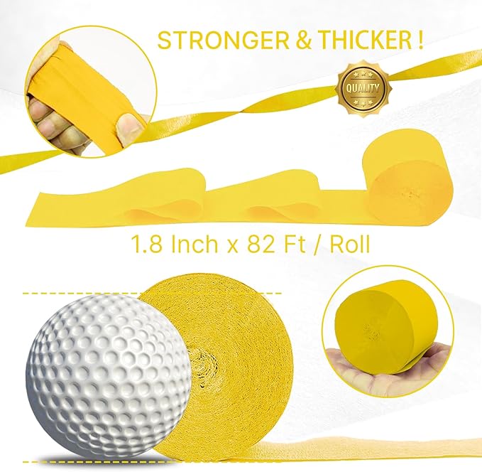 PartyWoo Yellow Crepe Paper Streamers 4pcs 328ft Pack of Pastel