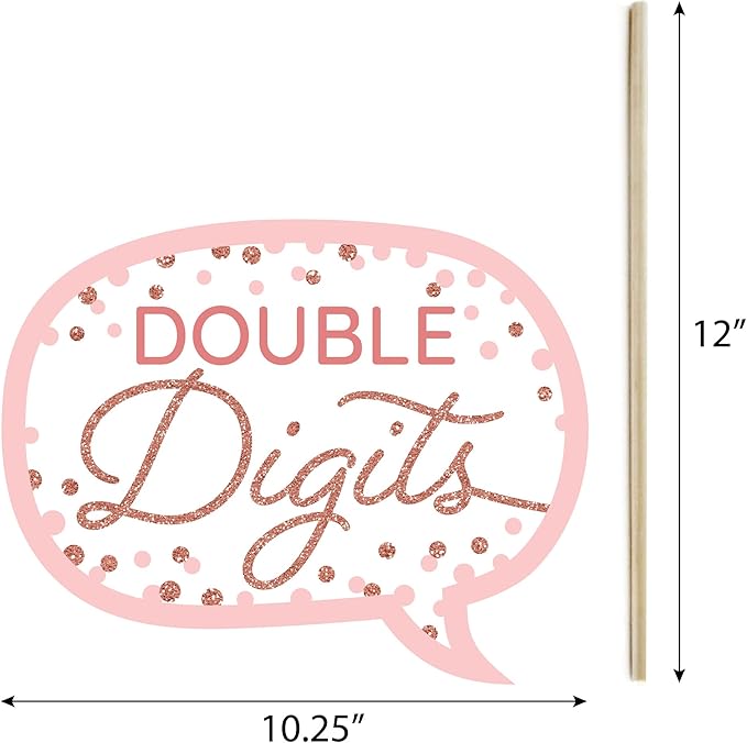 Big Dot of Happiness 10th Pink Rose Gold Birthday Happy Birthday