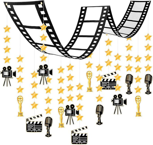 Movie Party Decorations Bulk 12 ft Filmstrip Banner Ceiling Decor