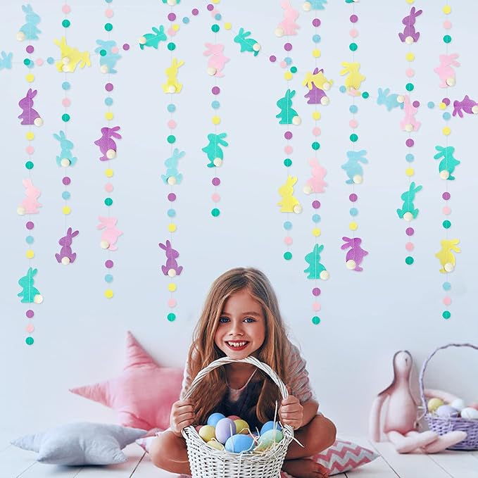 Easter Party Decorations Pastel Easter Bunny Circle Dot Garland