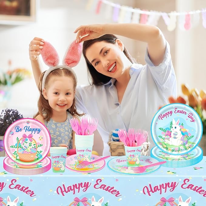 Easter Party Decorations Set Bunny Easter Party Supplies with Banner