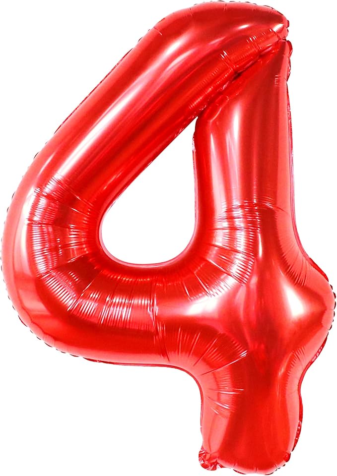 KatchOn, Giant Red Number 4 Balloons for Birthdays - 40 Inch | Red 4