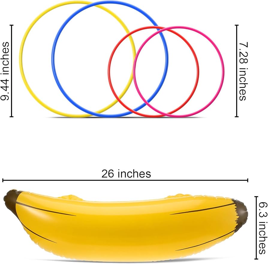 10 Pcs Bachelorette Party Game Banana Ring Toss Game Kit, Include 2