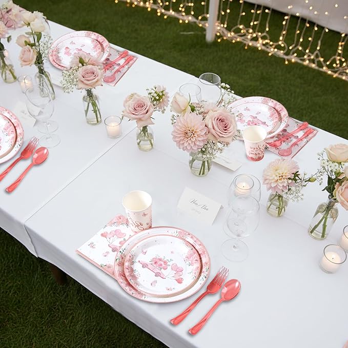 Love in Bloom Bridal Shower Decorations 168pcs Bridal Shower Plates