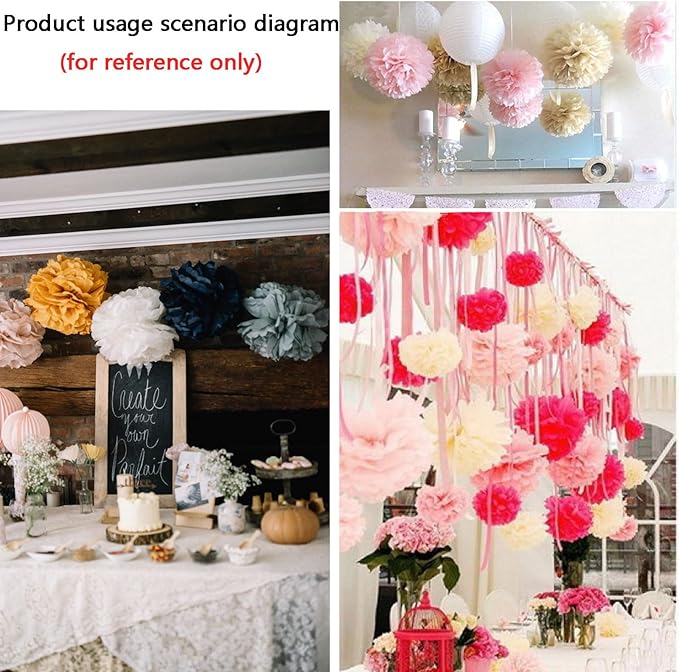 We Moment Pink and Green Tissue Paper Pom Poms,Hanging Pom Poms