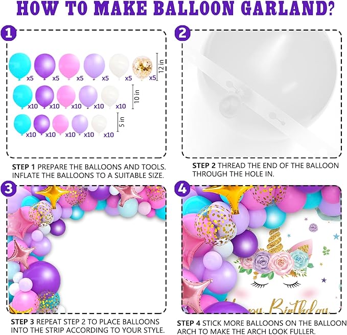 cocomigo 246PCS Unicorn Birthday Decorations Set All in One Party