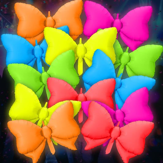 Vertintong 12 Pcs Bow Glow in The Dark Neon Balloons Foil Birthday