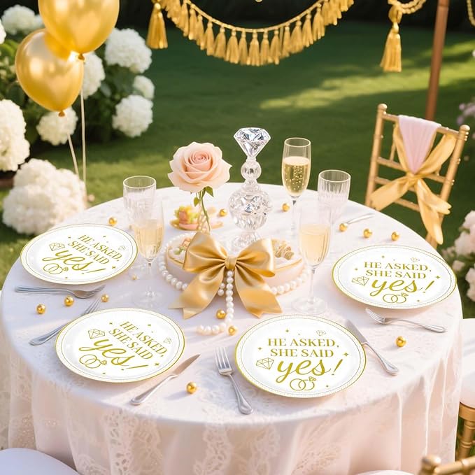 50Pcs Happy Engagement Party Decoration He Asked She Said Yes Paper