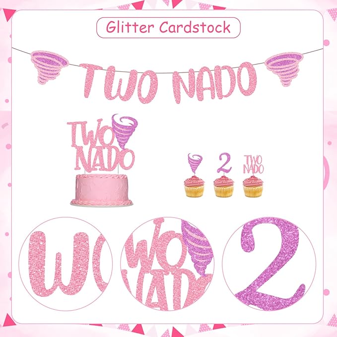 Two Nado Birthday Party Decorations for Girls Tornado 2nd Birthday