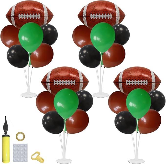 Football Game Day Balloon Stand Set Green Brown Black Football Theme