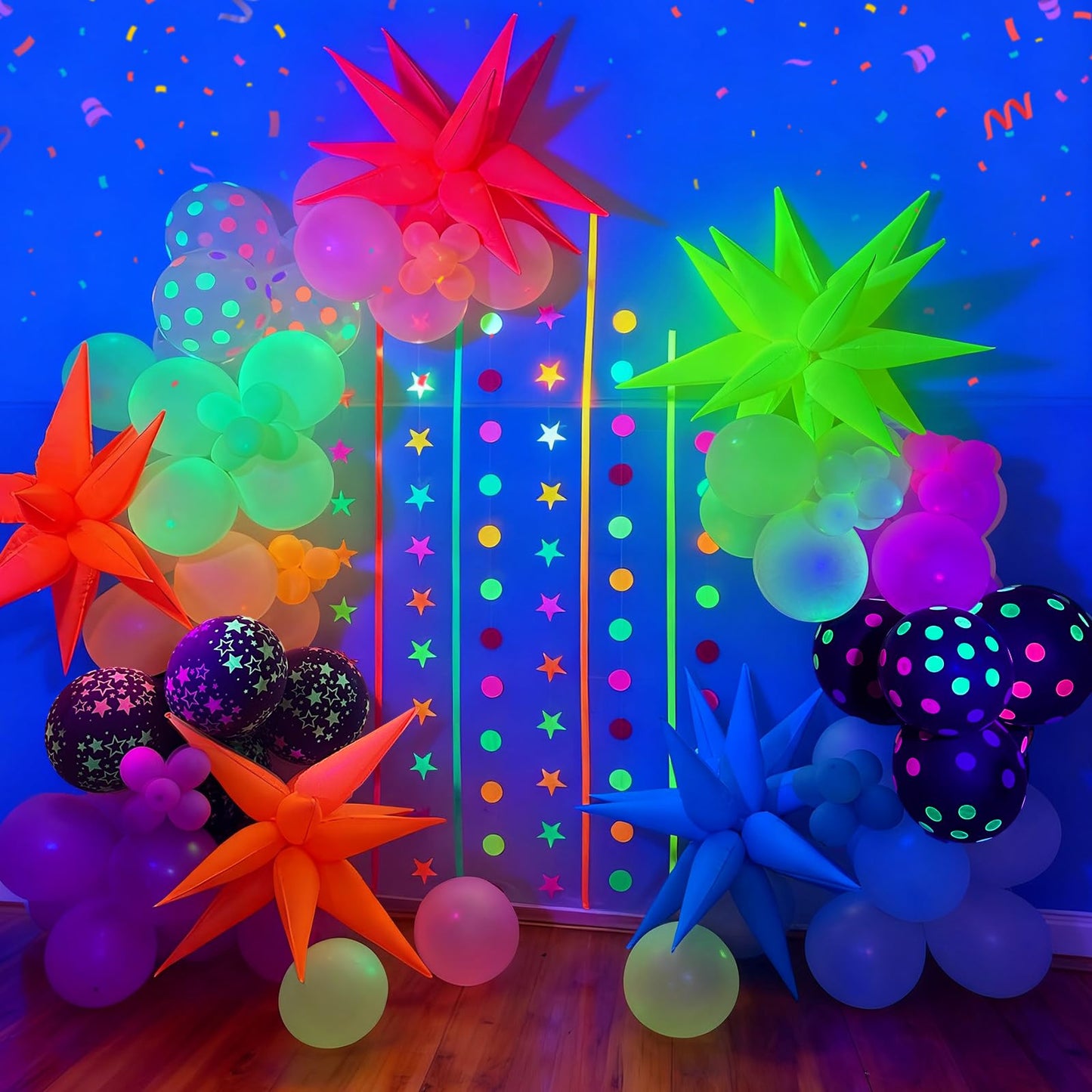 GYIPFIPA UV Neon Balloons, Glow in the Dark Party Supplies Neon Foil