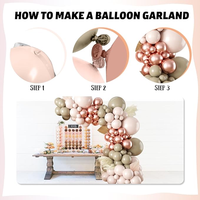 Boho Balloon Arch Double Stuffed Blush Nude Rose Gold Boho Balloon