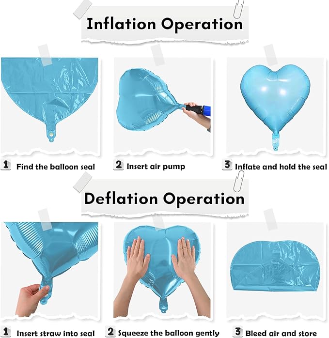 Pink Blue Heart Balloons, 18 Inch Pastel Blue Pink Foil Heart