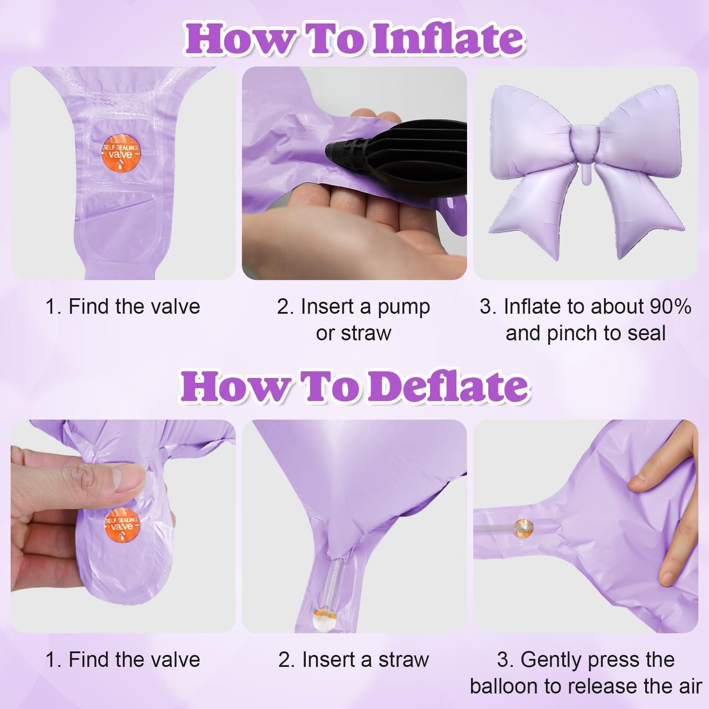 Purple Bow Birthday Decorations, Purple Happy Birthday Banner with