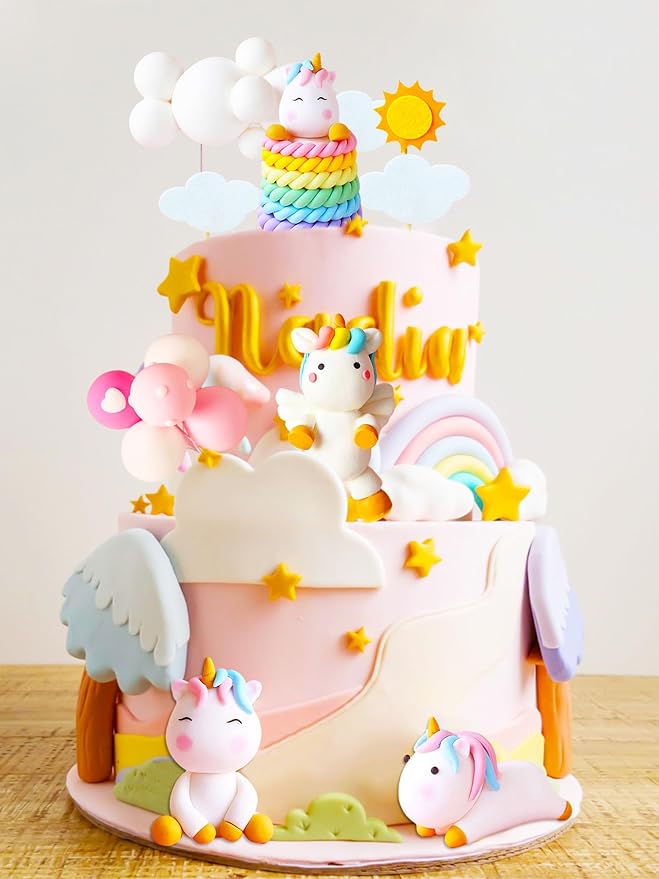 Luxury Unicorn Rainbow Cake Decoration Topper for Birthday Baby