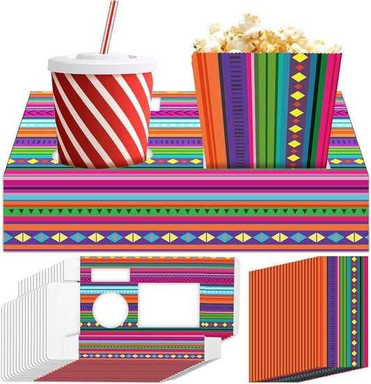 48Pcs Movie Night Supplies 24 Cinema Snack Trays with 24 Popcorn