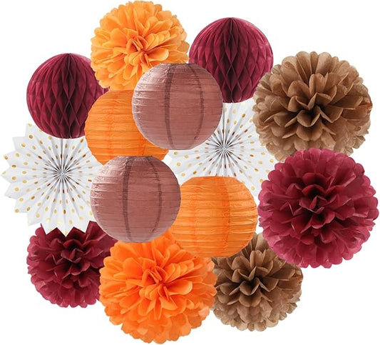 Fall Boho Baby Shower Party Decorations Streamers Lanterns 14pc